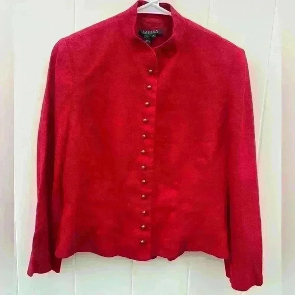 Lauren, Ralph Lauren linen blazer button up SZ 10 - Picture 4 of 7